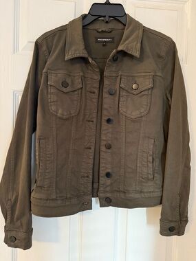 Prosperity Olive Green Denim Trucker Jacket